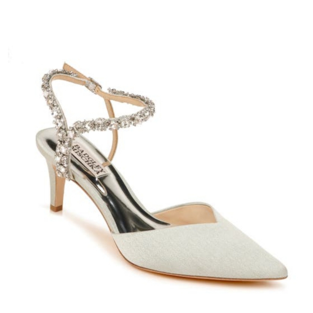 Badgley Mischka Silver and Cream Heels